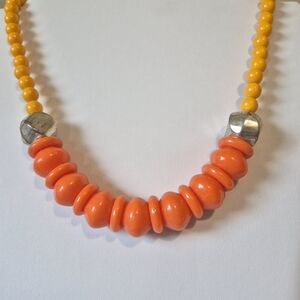Vintage 1980s Pop Of Orange Beaded Necklace
